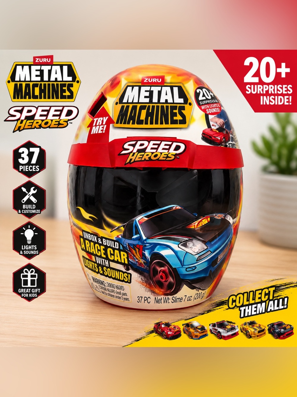 🏎️ ZURU Metal Machines Speed Heroes Surprise Build & Race Car – New & Sealed!